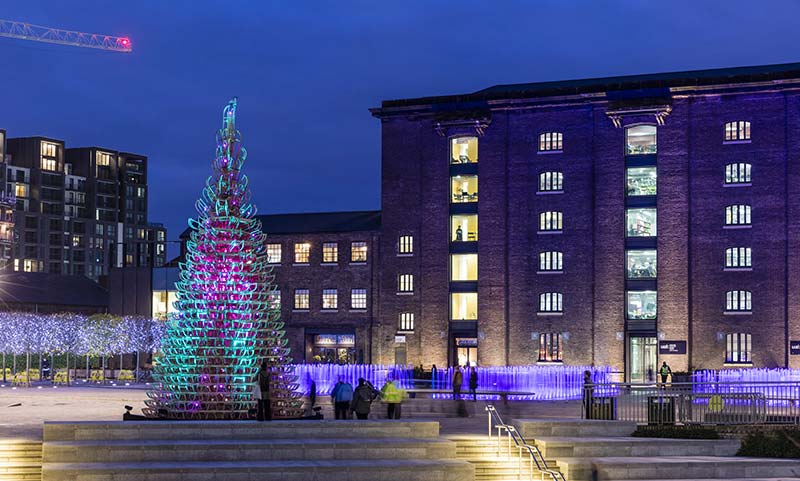 Hello Wood redefines the concept of the Christmas tree in London, Manchester and Budapest