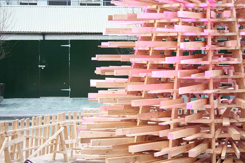 Hello Wood redefines the concept of the Christmas tree in London, Manchester and Budapest