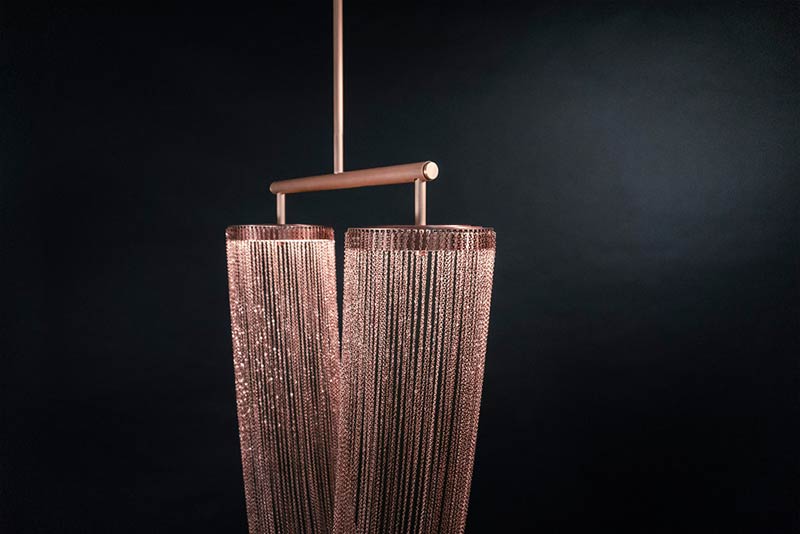 Larose Guyon's new lighting fixtures collection and Les Ateliers Guyon's new hanging chair 