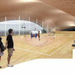 Sports Hall in Barcelona. Court level