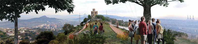View on top of the Sports Hall's shell, Barcelona