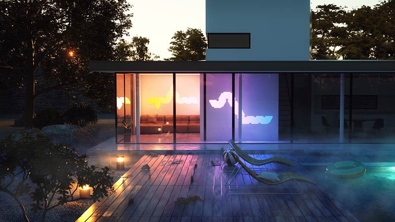 Inspired by the Aurora Borealis, th wifi-controlled Nanoleaf Aurora transforms light into living paint