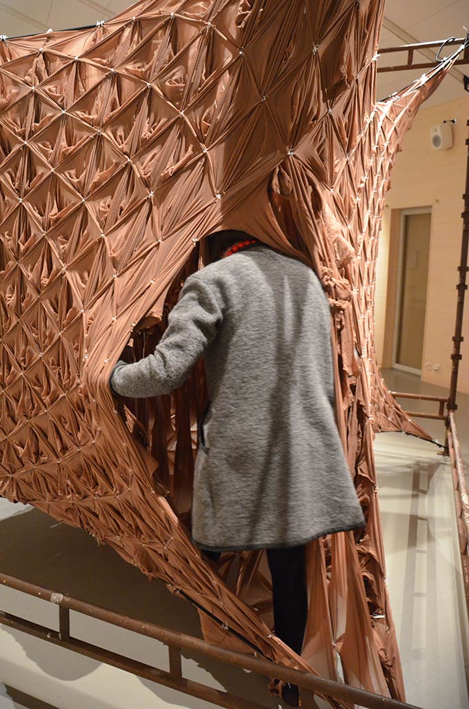 "Skin", an inhabitable sculpture, constructed using 1800 pairs of tights