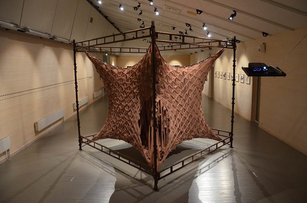 "Skin", an inhabitable sculpture, constructed using 1800 pairs of tights