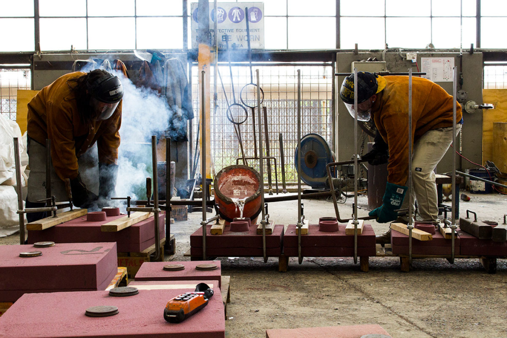 UAP's Brisbane workshop and foundry during a metal pour