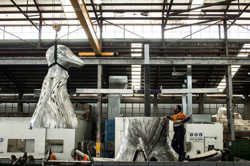 UAP's Brisbane workshop during the fabrication and assembly of Laurel Nannup's 'First Contact' (2016)
