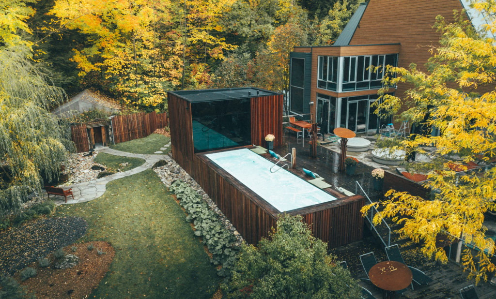 The Pavillon Ouest: a New Relaxation Space at BALNEA spa + réserve thermale Bromont, Canada
