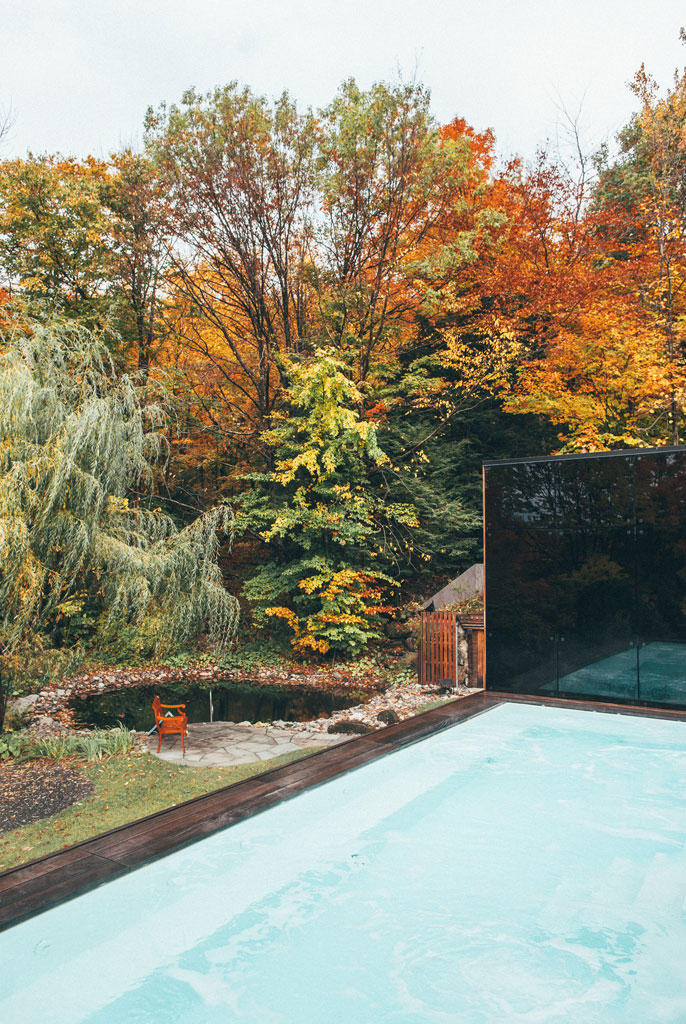 The Pavillon Ouest: a New Relaxation Space at BALNEA spa + réserve thermale Bromont, Canada