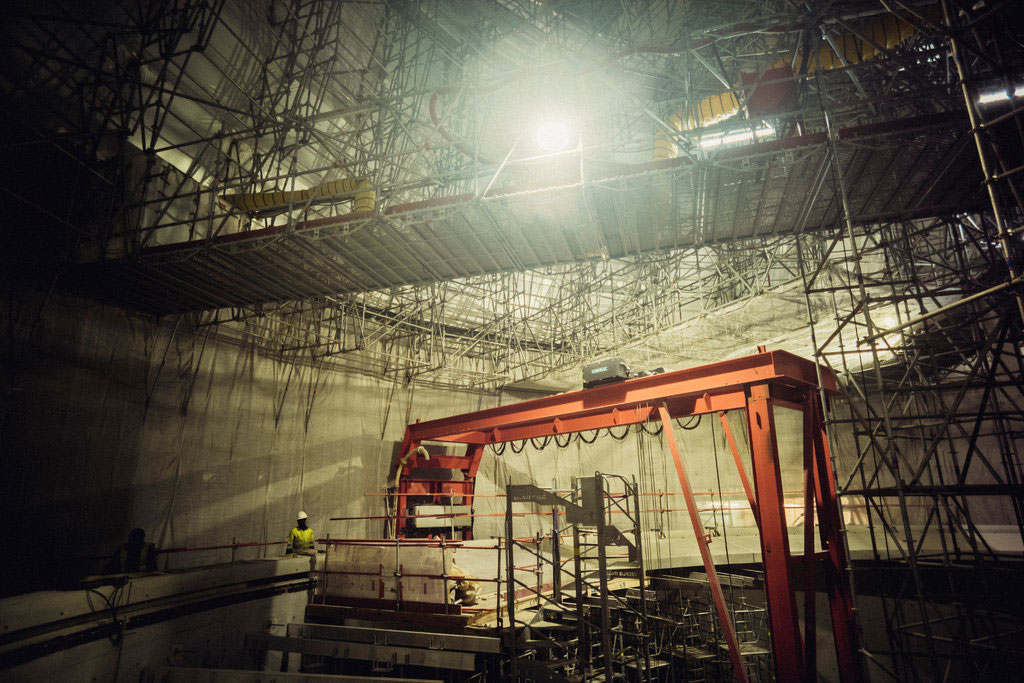 30-foot-high concrete cylinder inside the circular 19th-century Bourse de Commerce in Paris