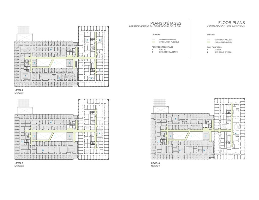 Plans of Expansion of the Headquarters of the Confédération des syndicats nationaux (CSN)