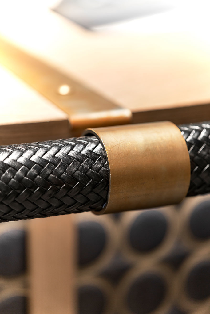 Diamond Bar leather-wrapped drink rail - Ben Bridge Jewelers, Seattle