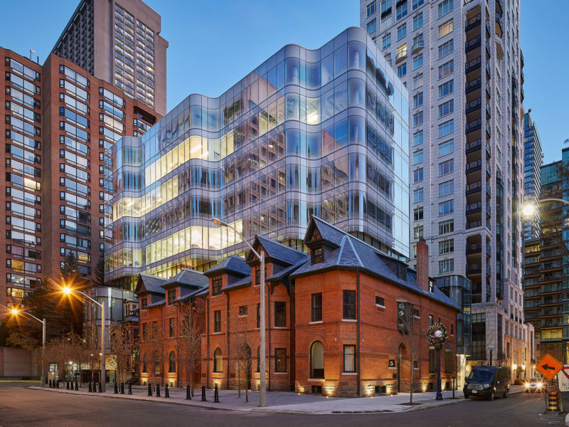 Night time view looking south-east - 7 St. Thomas by Hariri Pontarini Architects