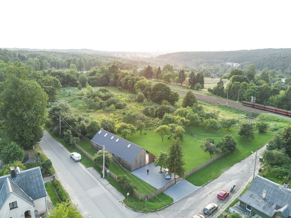 Aerial View of the Family House in Pavilnys by DO ARCHITECTS
