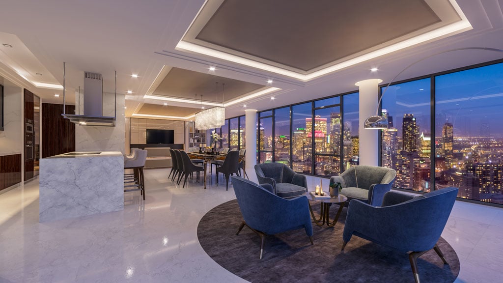 Interior view of a penthouse