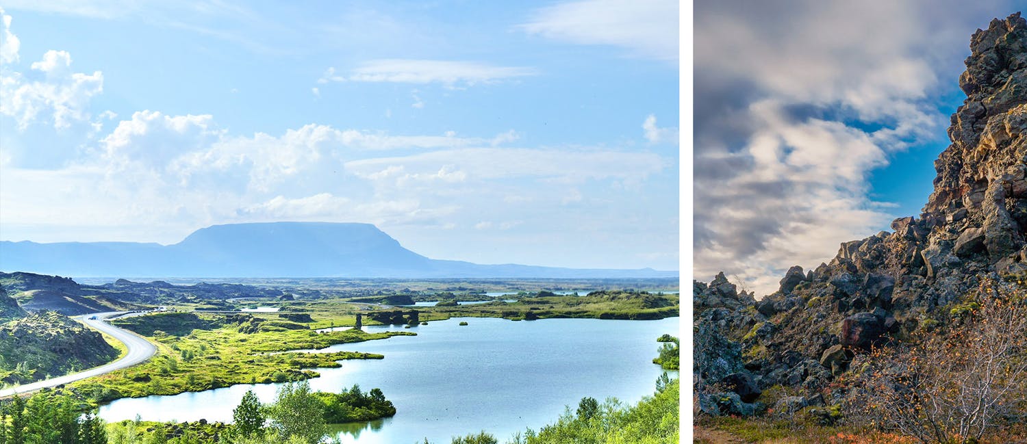 Nearby Lake Mývatn and Dimmuborgir Lava Fields
