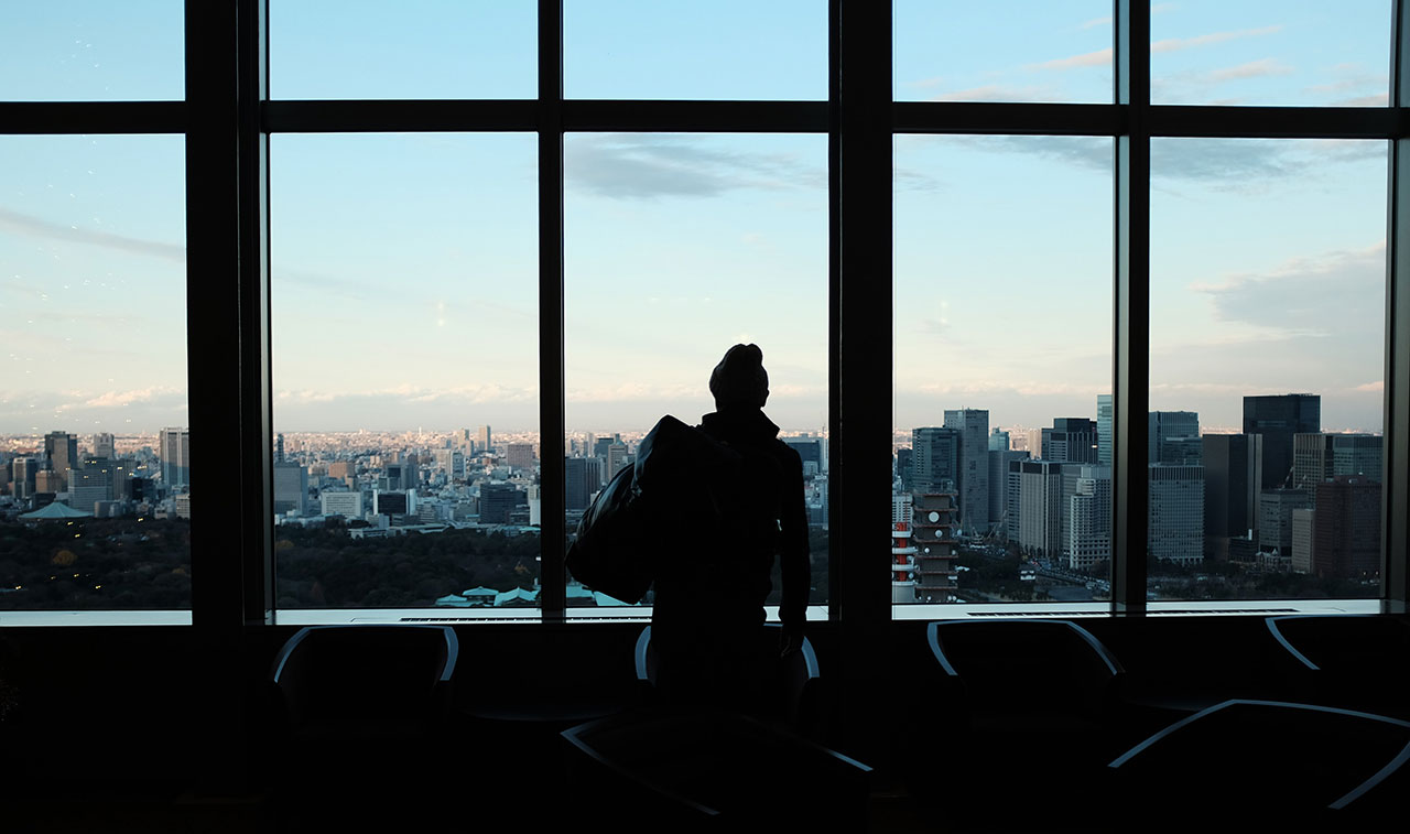 Staring out building windows