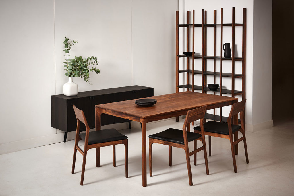 T113 table & C205 chairs shown in American Black Walnut