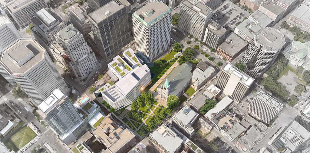 Aerial view of the site and its surroundings