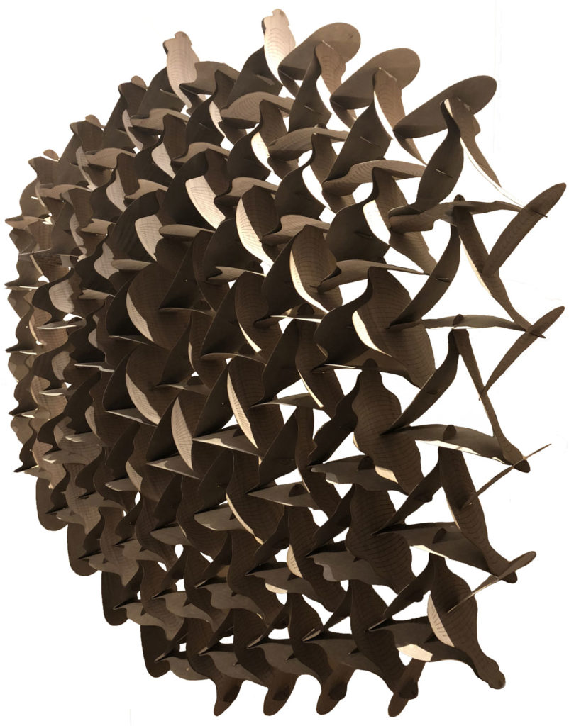 Cempazuchitl, wood tension sculpture 