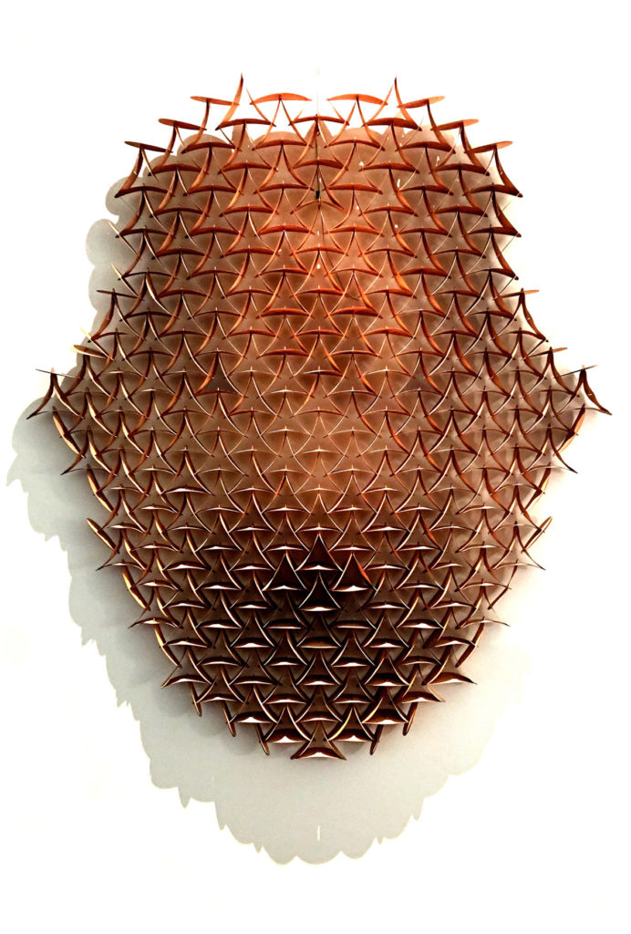 xayacatl (rostro), wood tension sculpture