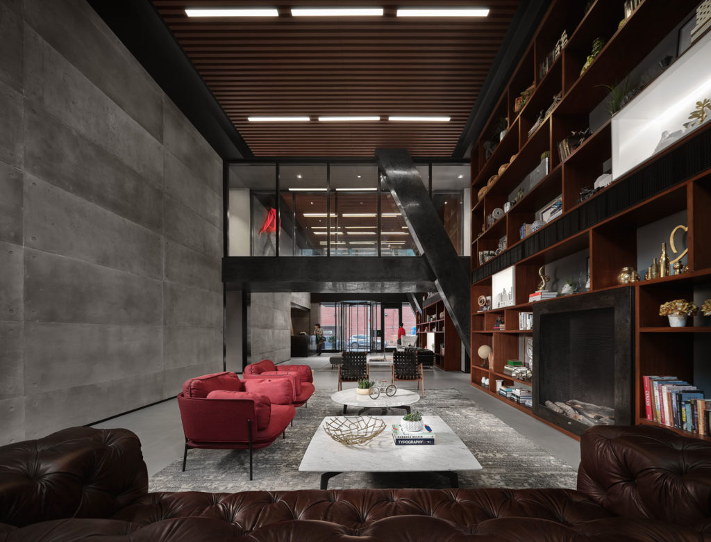 Sitting area with library