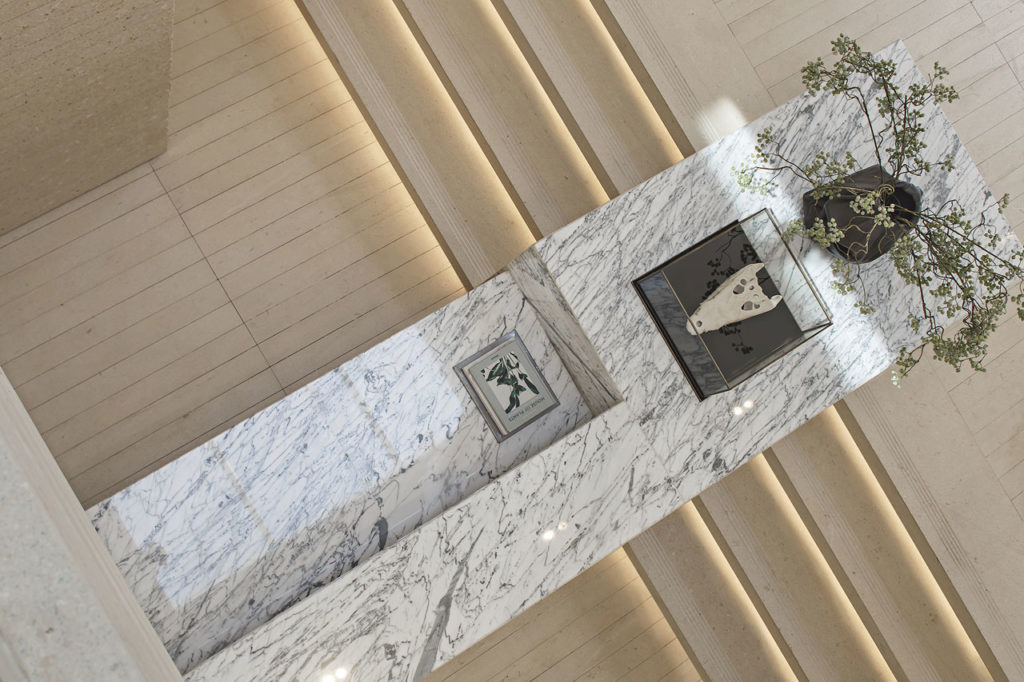 Top view of reception desk