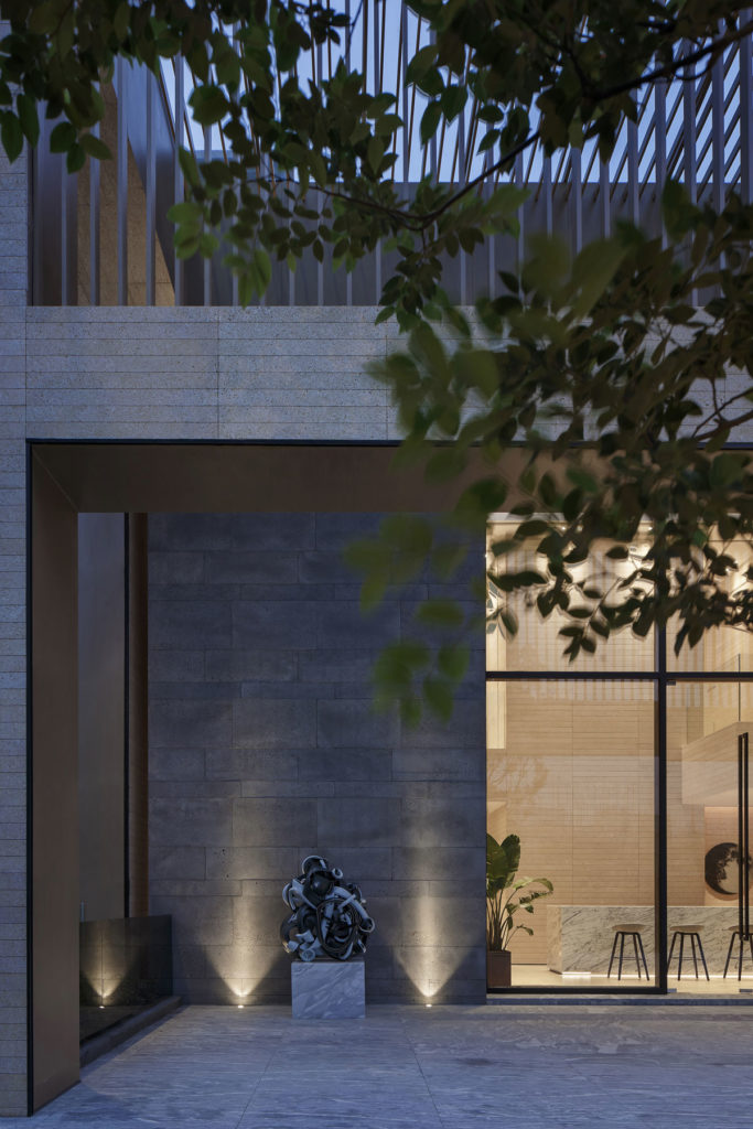 Curtain wall at the entrance area