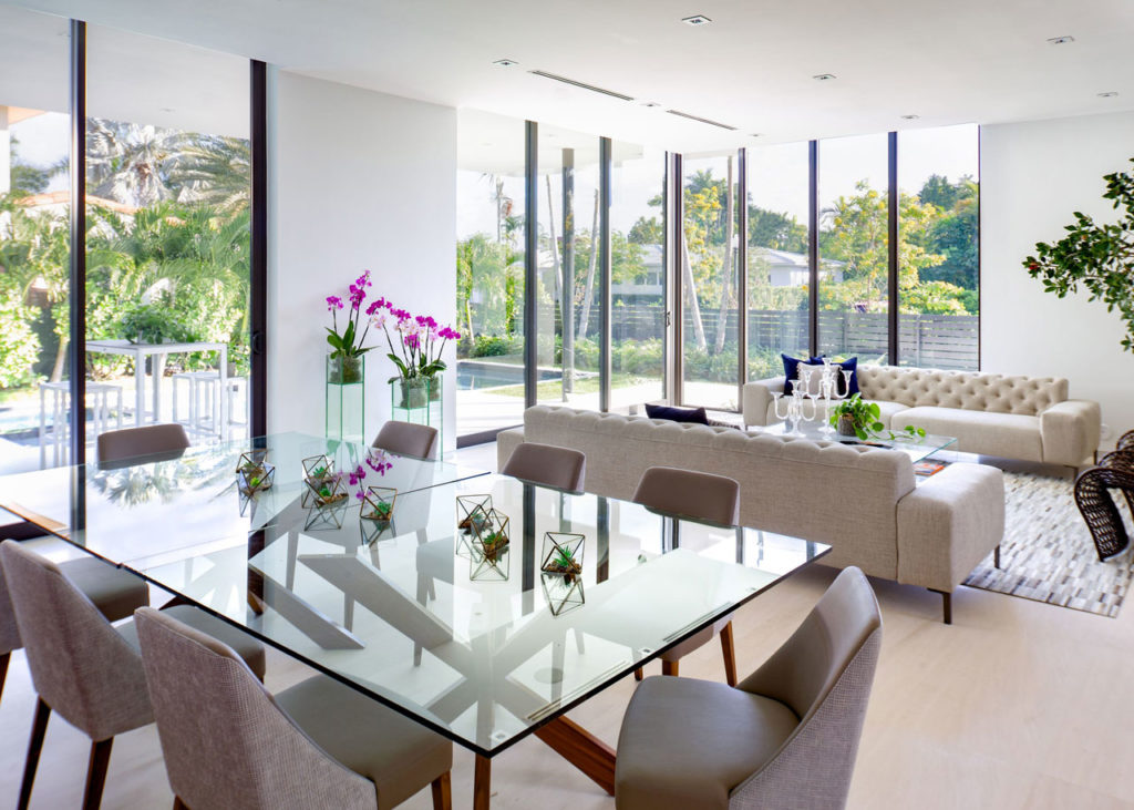 View from the dining room towards the living room