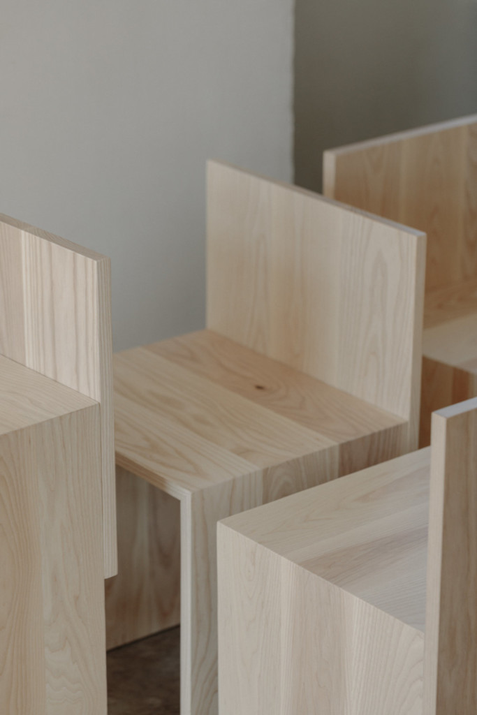 Union Wood Co, and designer Alyssa Lewis of Studio Block, create a new line of seating called the Slab Collection