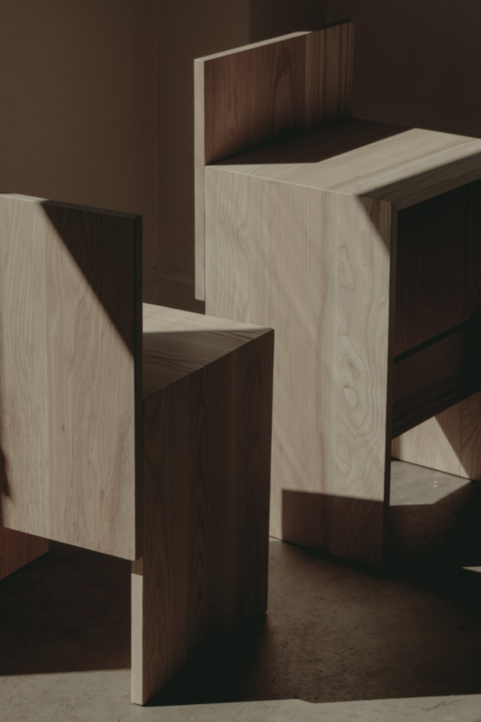 Union Wood Co, and designer Alyssa Lewis of Studio Block, create a new line of seating called the Slab Collection