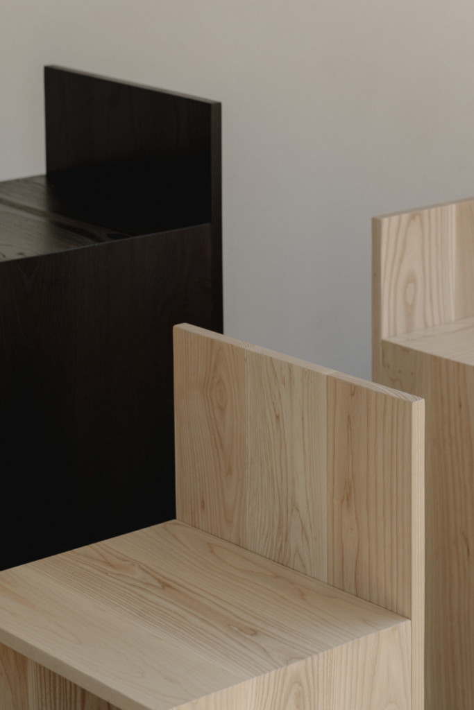 Union Wood Co, and designer Alyssa Lewis of Studio Block, create a new line of seating called the Slab Collection