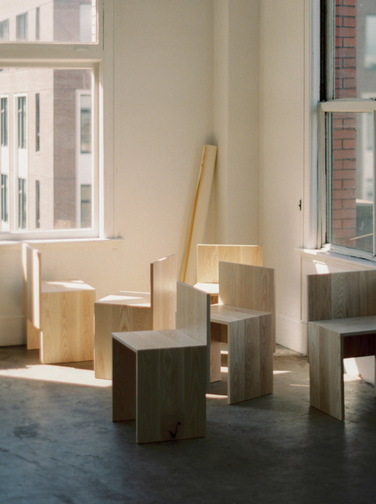 Union Wood Co, and designer Alyssa Lewis of Studio Block, create a new line of seating called the Slab Collection