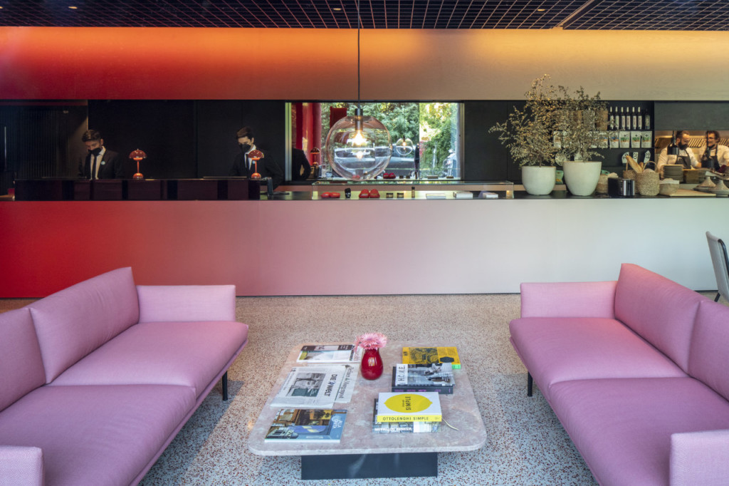 MVRDV’s Casa Camper in Berlin unites three functions in a single space with a striking colour gradient