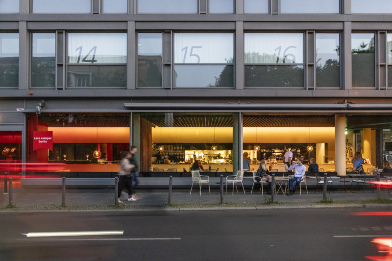 MVRDV&rsquo;s Casa Camper in Berlin unites three functions in a single space with a striking colour gradient