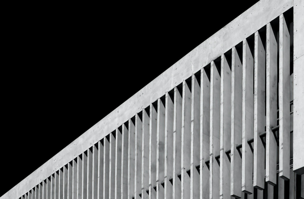 White and black concrete building