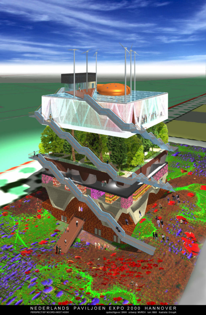 A 1999 graphic depicting the design for the Dutch pavilion at Expo 2000