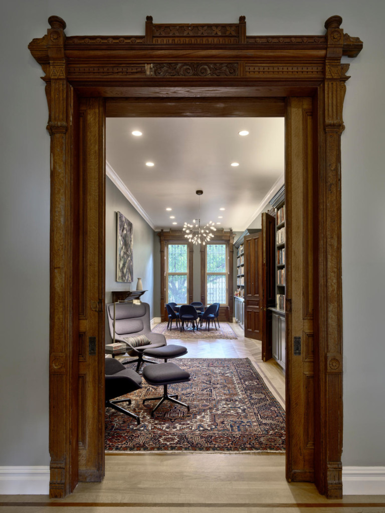 Library - Historic Harlem House Modern Restoration by MESH Architectures