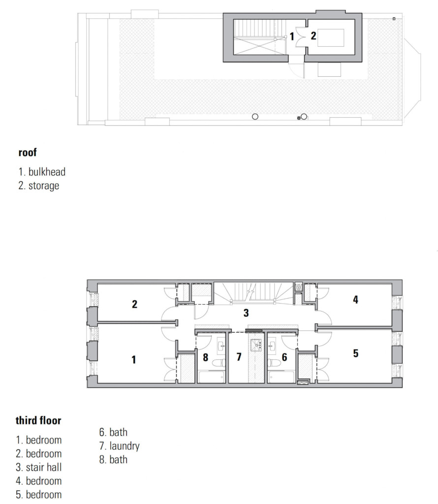 third floor & roof plans