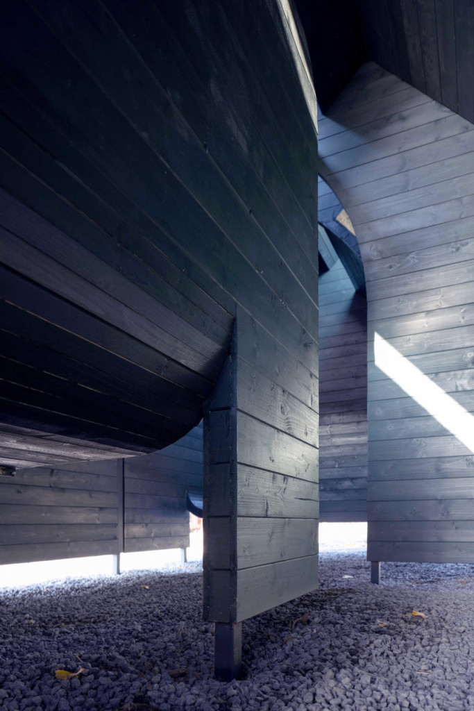 The wind blew the fallen leaves into space