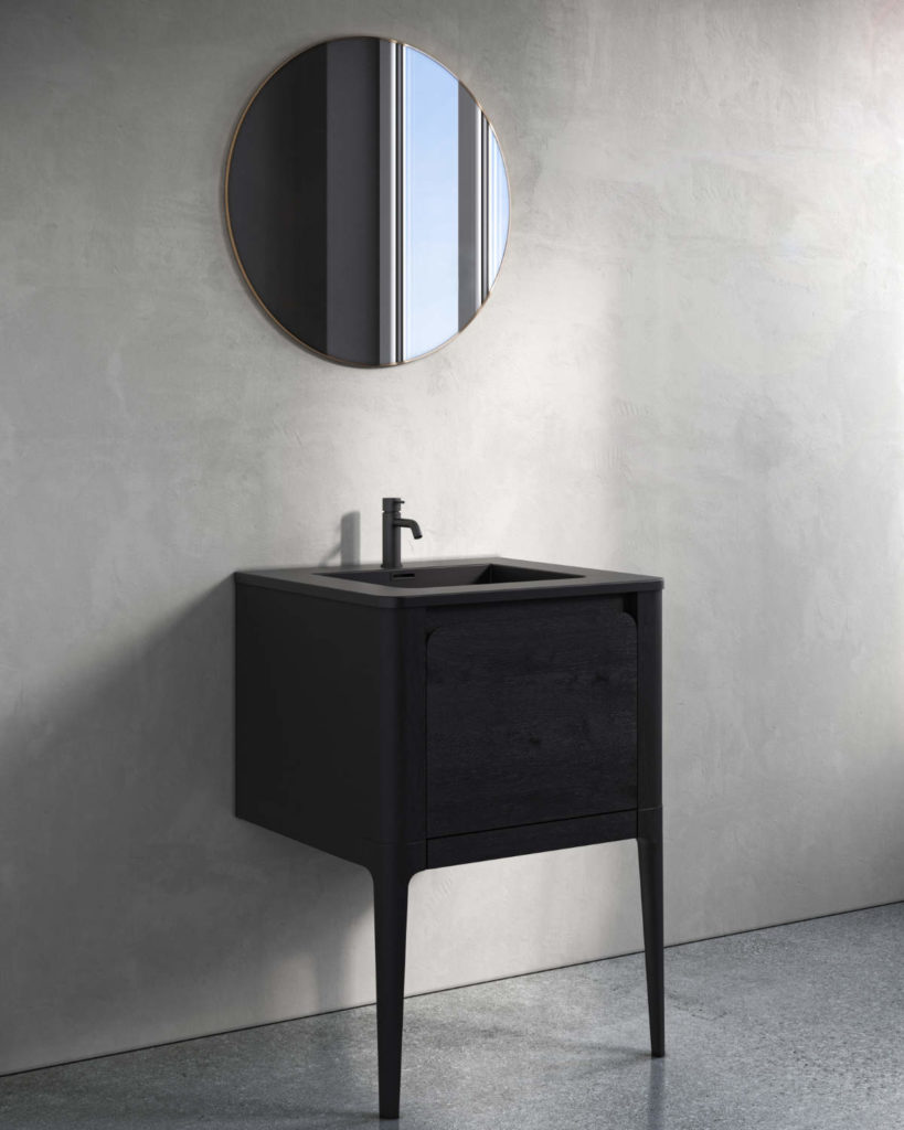 Bauhaus Vanity Floor Mount 24" Oak Black, Bauhaus 24"Countertop Sink in Matte Black