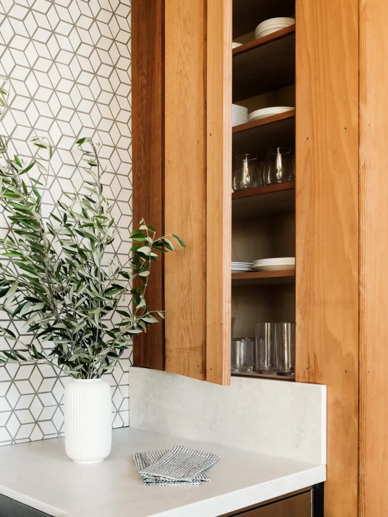 The meticulous curation of materials by Grant Gibson Interior Design adds a timeless allure to the Wine Country Barn's interior spaces.