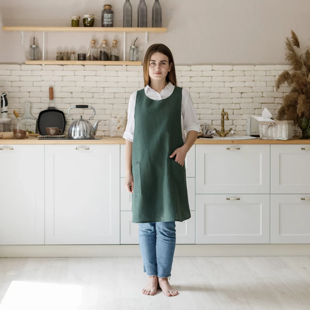 Green Pinafore Apron from Linen